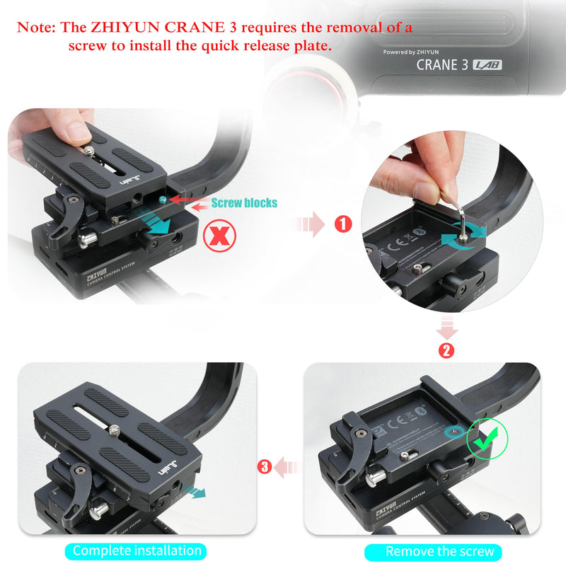 Fotga Camera Quick Release Mount Plate for Zhiyun Crane 2 3 LAB Weebill 2 3 Weebill-S Gimbal Stabilizer,Compatible with Manfrotto 501HDV 503HDV 701HDV MH055M0-Q5 Tripod Ball Head as 501PL Plate