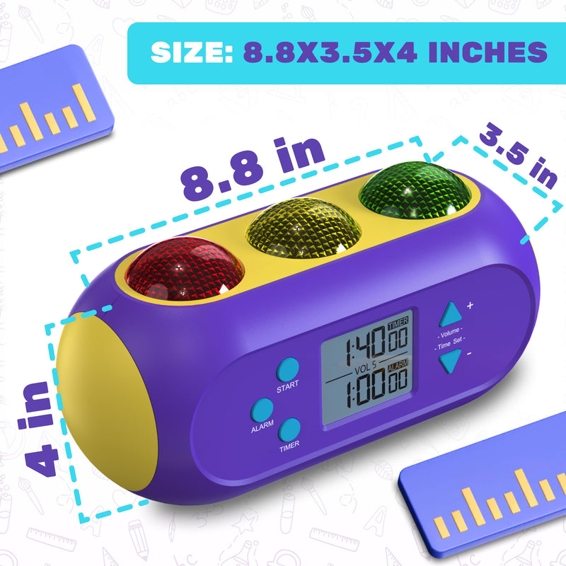 Visual Classroom Timer for Kids & Teachers w/Visual and Audible Alarms - Light Timer Green(GO) Orange(Alarm) Red(Stop) for Lessons Exam Quiz Break Time Tracking Kids