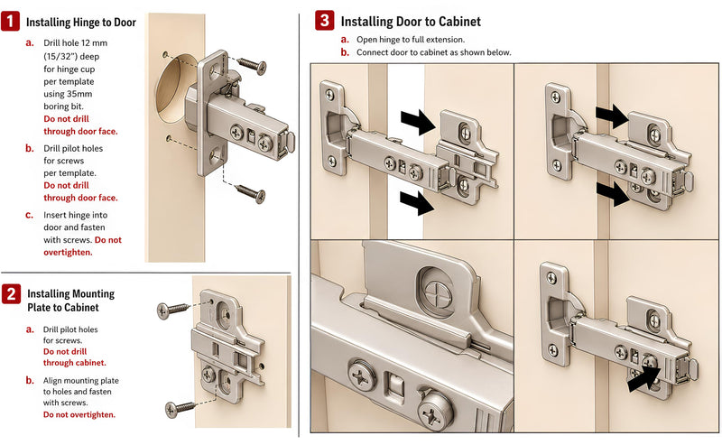 Berta 10-Pack Full Overlay Frameless Soft-Close European Hinges, 110° 3D Adjustable, Clip-On Concealed Kitchen Cabinet Door Hinges with Screws - Ideal for Modern Cabinets 10 Pieces