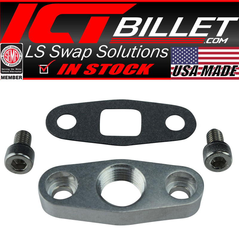 ICT Billet GT40-GT55 Billet Turbo Oil Return Drain Flange Garrett T4 1/2npt 551161