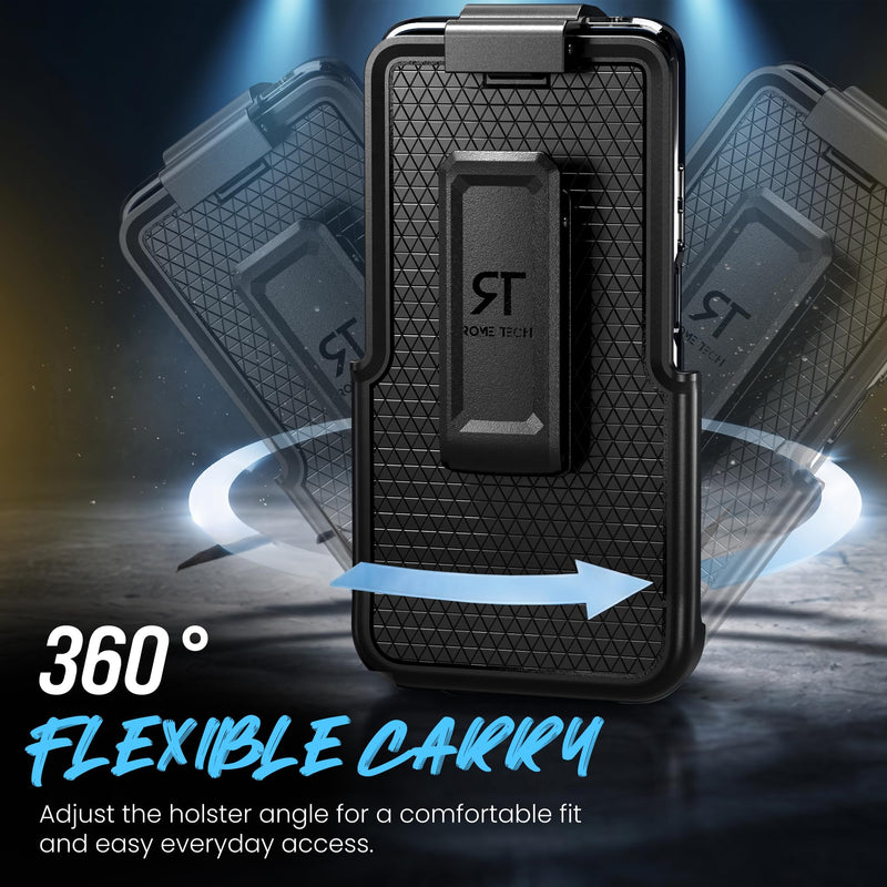 Designed for Moto G Power 2026 and 2025 Case with Belt Clip Holster | Transparent Full-Body Protective Cover with Built-in Magnet - Clear & Black Clear&Black