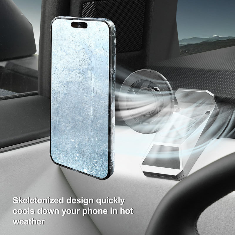 ELECFRESH Magnetic Phone Mount for 2024-2026 Tesla Cybertruck Accessories | 360° Rotatable Phone Holder, Adhesive-Free Clip-On Design Protects Interior, Fit for All Phones