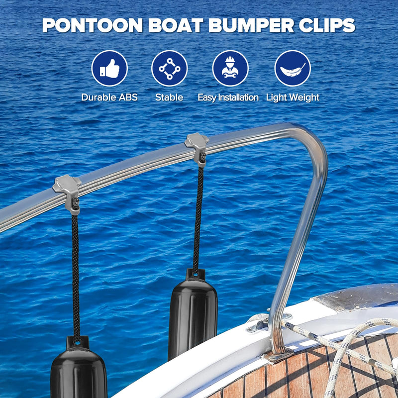 Boat Bumper Clips/Hangers/Adjusters/Cleats for Docking, Suitable for 1 Inch and 1.25 Inch Square Tube, Grey 4