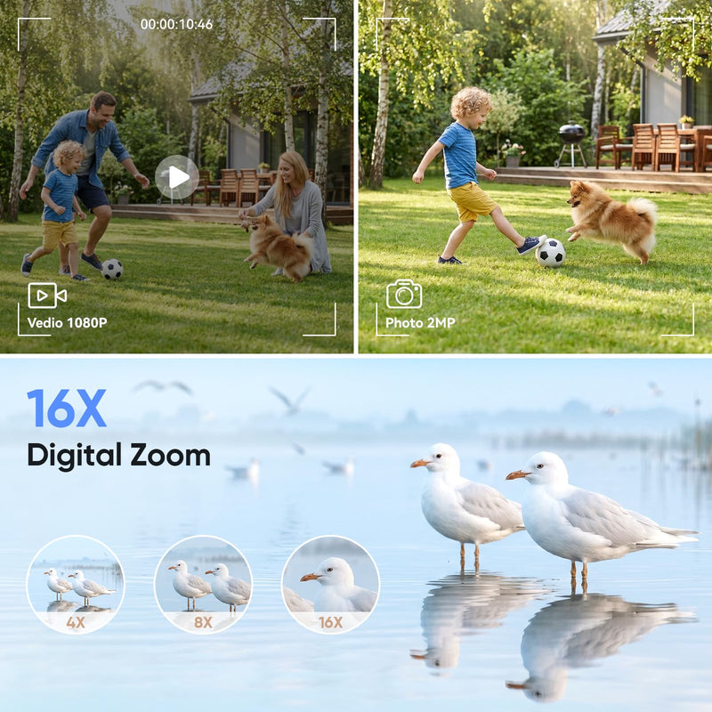 Kizmyee Mini Keychain Digital Camera, 1080P Pocket Tiny Camera, Blue | 2MP 0.96 Inch Sensor, 16X Digital Zoom, 1080p HD Video, Rechargeable Battery, Portable Travel Camera with 32GB Card Sky Blue