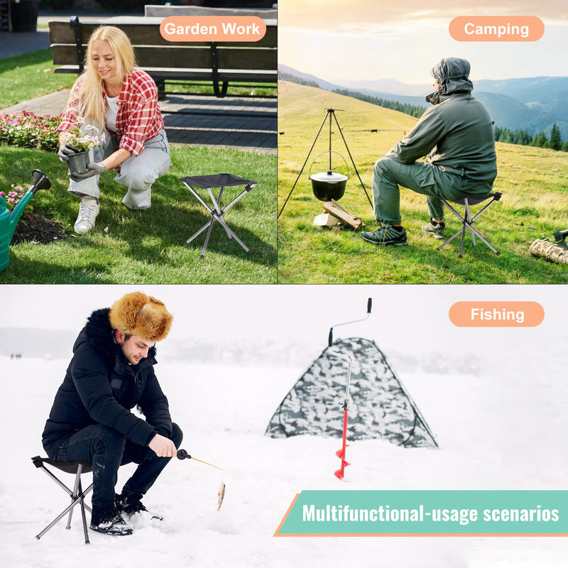 Camping Stool,Small Folding Chair,13.8" Lightweight Folding Stool Compact Backpacking Stool with Carry Bag Black