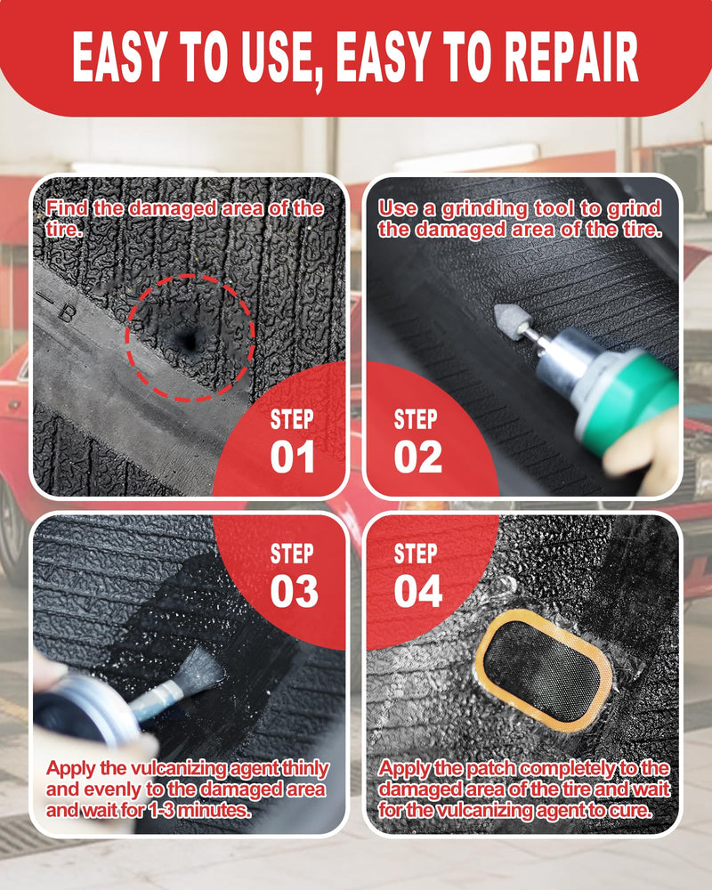 Chemical Vulcanizing Cement, Clear Tire Repair Glue 4.06 Fl.Oz, All Purpose Rubber Cement can Quickly Seal Tires. Tire Patch Glue with Brush Top for Car, Motorcycle, and Bike Tires. Resin