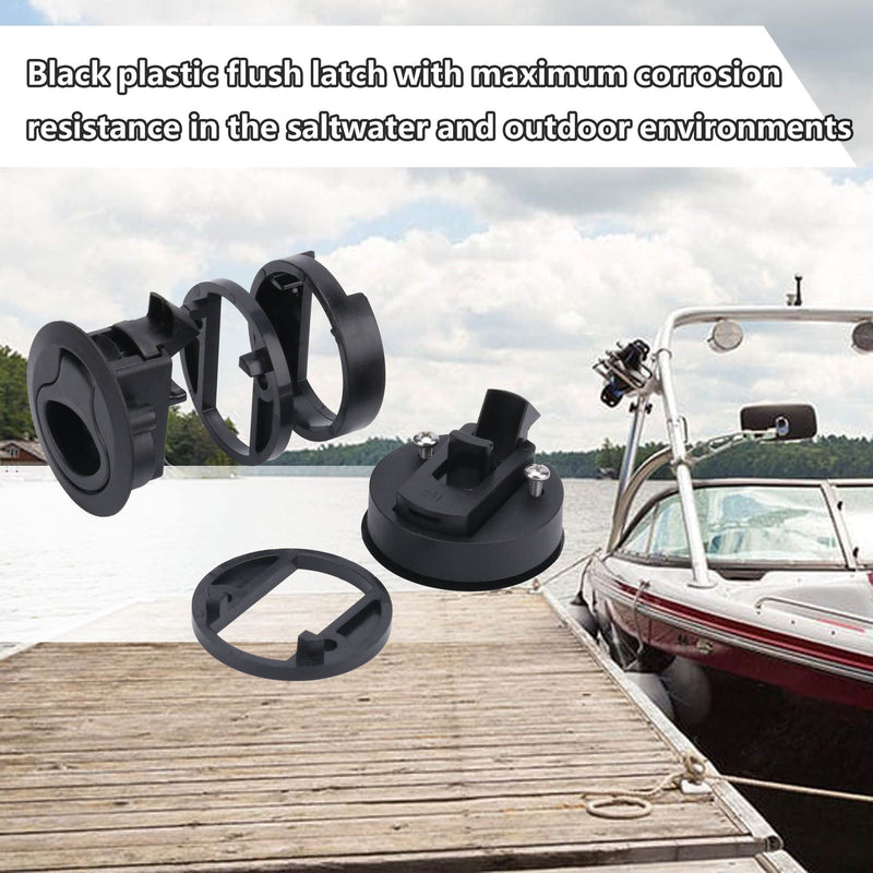 Slam Latch 2'' Flush Pull Latch Black Plastic Nylon Handle for Hatch Door Cabinet Hardware on RV Boat Camper Trailer Fit 2mm-20mm,Pack of 2