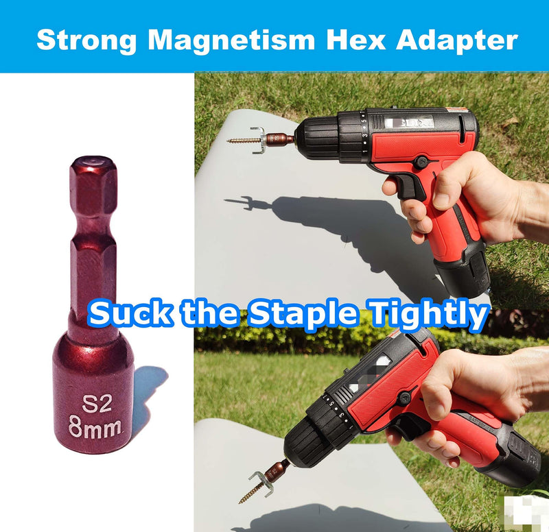 100 Pcs Fencing Fasteners Post Screw with Wire Fixer, Fence Staple for Wire Mesh and Woven Fencing, Quickly Install in Wood with Power Drill 100