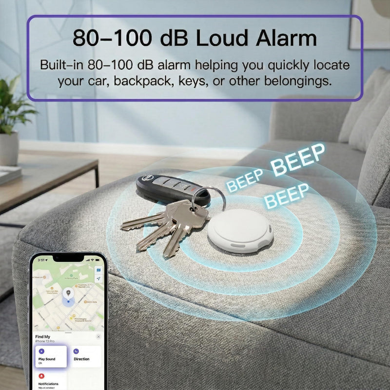 2 Pack GPS Tracker for Vehicles No Subscription Car Tracker Find My | iOS Only Bluetooth Locator with Global Tracking Loud Alarm Replaceable Battery for Cars Bikes Pets Luggage No SIM Required