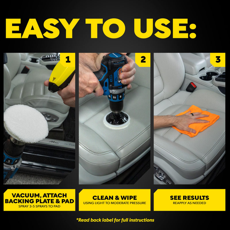 Meguiar's Leather Care Kit,This Car Care Kit Includes a Premium Car Leather Cleaner and Conditioner, Drill Backing Plate, Cleaning Disc, Microfiber to Effectively Deep Clean, Nourish & Protect, Kit