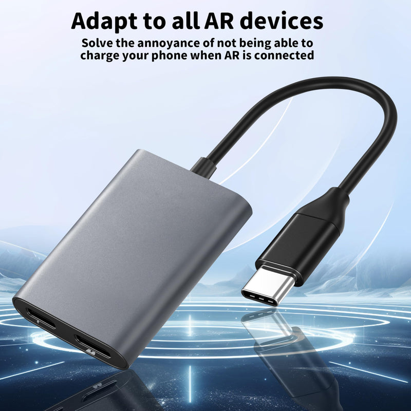 AR Smart Glasses Charging Adapter, Compatible with Viture/Rokid/Xreal AR Glasses, Switch, iPhone 15/16, Portable Docking Station Charging Module Accessory for Watching Movies and Playing Games