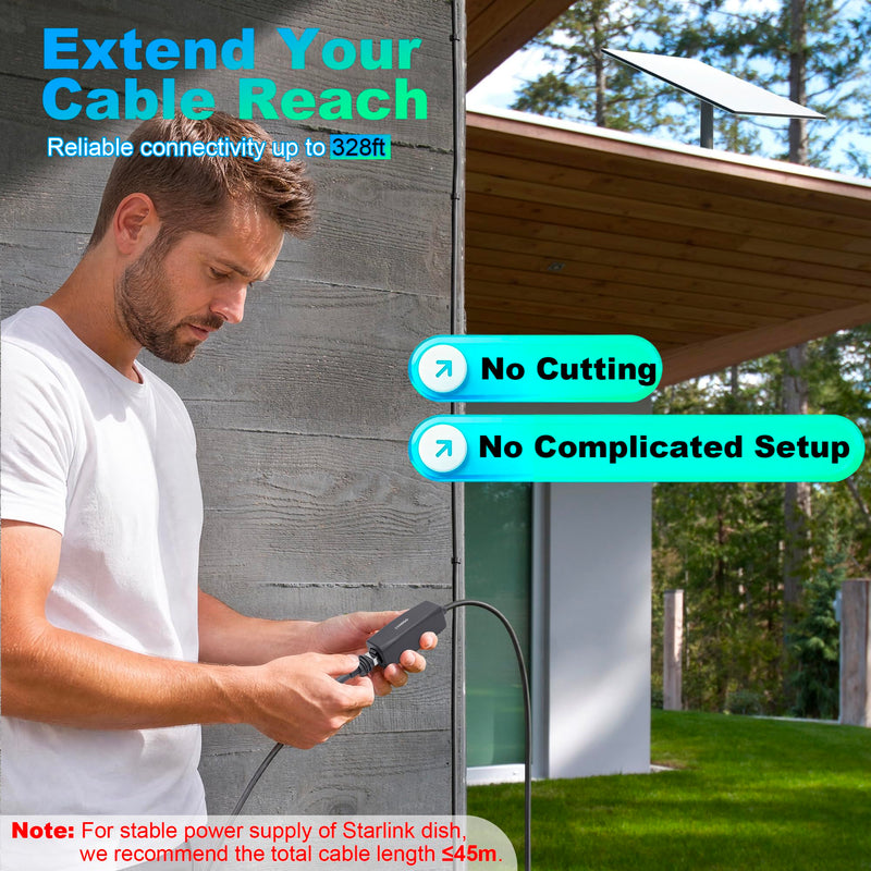 Waterproof Ethernet Cable Coupler for Starlink Gen 3/4/4X, 1pc | RJ45 Cable Extension Connector Adapter for Starlink Dish, IP67, 10Gbps, Support Cat7, for Outdoor Indoor Internet Setup