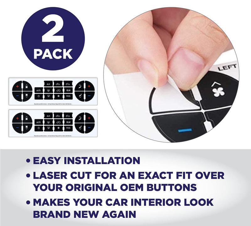 EcoAuto AC Dash Button Repair Kit for Select GM Vehicles - Fix Ruined Faded A/C Controls Premium Design & Made in USA (Pack of 2) 2 PACK