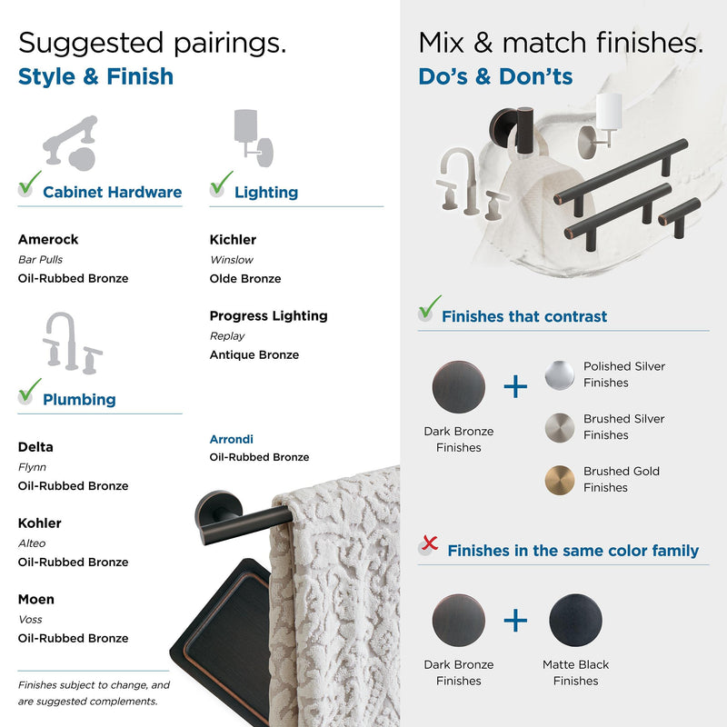 Amerock BH26541ORB | Oil Rubbed Bronze Towel Ring | 6-7/16 in (164 mm) Length Towel Holder | Arrondi | Hand Towel Holder for Bathroom Wall | Small Kitchen | Bath Accessories
