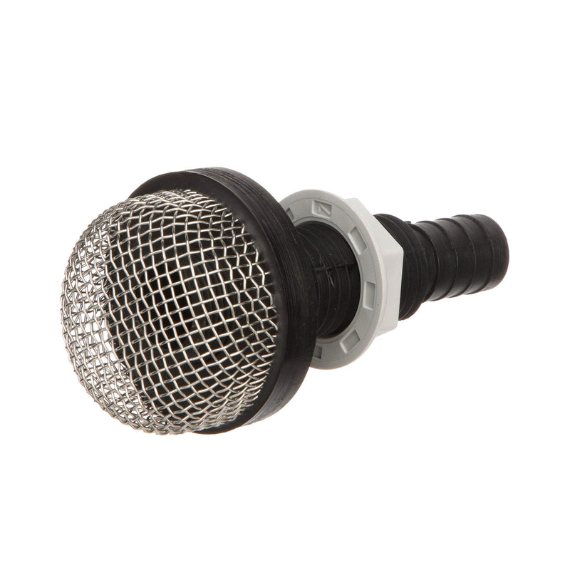 Seachoice Thru-Hull Strainer Mount with Aerator Screen, Fits 3/4 in. Hose, One Size, Black