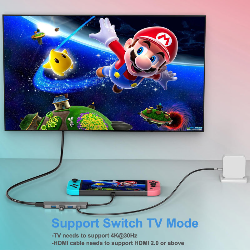 EJAY 4-in-1 USB C Docking Station with 100W PD Charging, HDMI 4K@30Hz, USB 3.0 Hub for Switch, MacBook Pro, iPad, Laptop, PC 4 Port