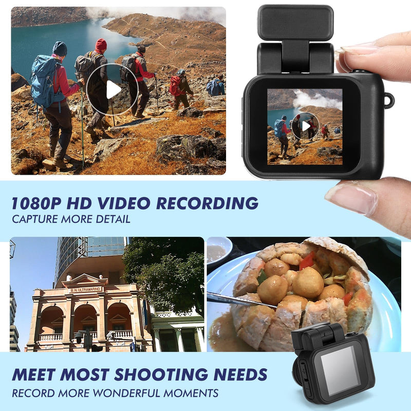 Mini Digital Camera Keychain with Flash Light 1080p Tiny Camera Mini Retro Micro Dv/Camcorder with 600 Mins Battery Life Compact Portable Recorder for Travel Study Recording(Black,32 GB) Black 32 GB