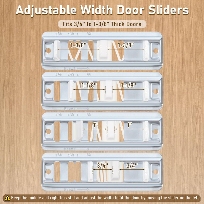 8 Pack Sliding Closet Door Floor Guides with Carpet Risers, Adjustable Sliding Closet Door Guide Fit 3/4'' to 1-3/8'' Thick Doors, White and Metallic (Metal) 8 Metal
