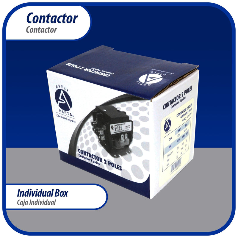 Appli Parts APAC-23024 Heavy Duty Contactor 2 Poles 30A 24V Coil Replacement for AC Compressors and Electrical Applications UL Certified E476929