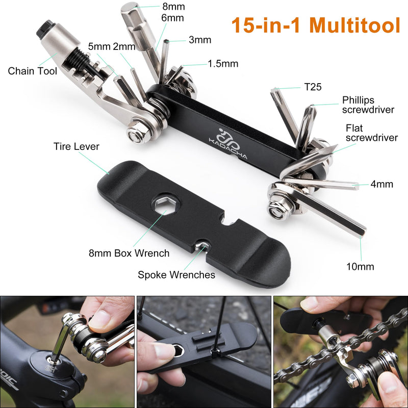 GEWAGE Bicycle Phone Mount Bag & Bicycle Tire Pump, Bike Multitool with Tyre Lever - Bike Tool Kits for Repair and Maintenance at Home or On The Road Ge-0541-41cp