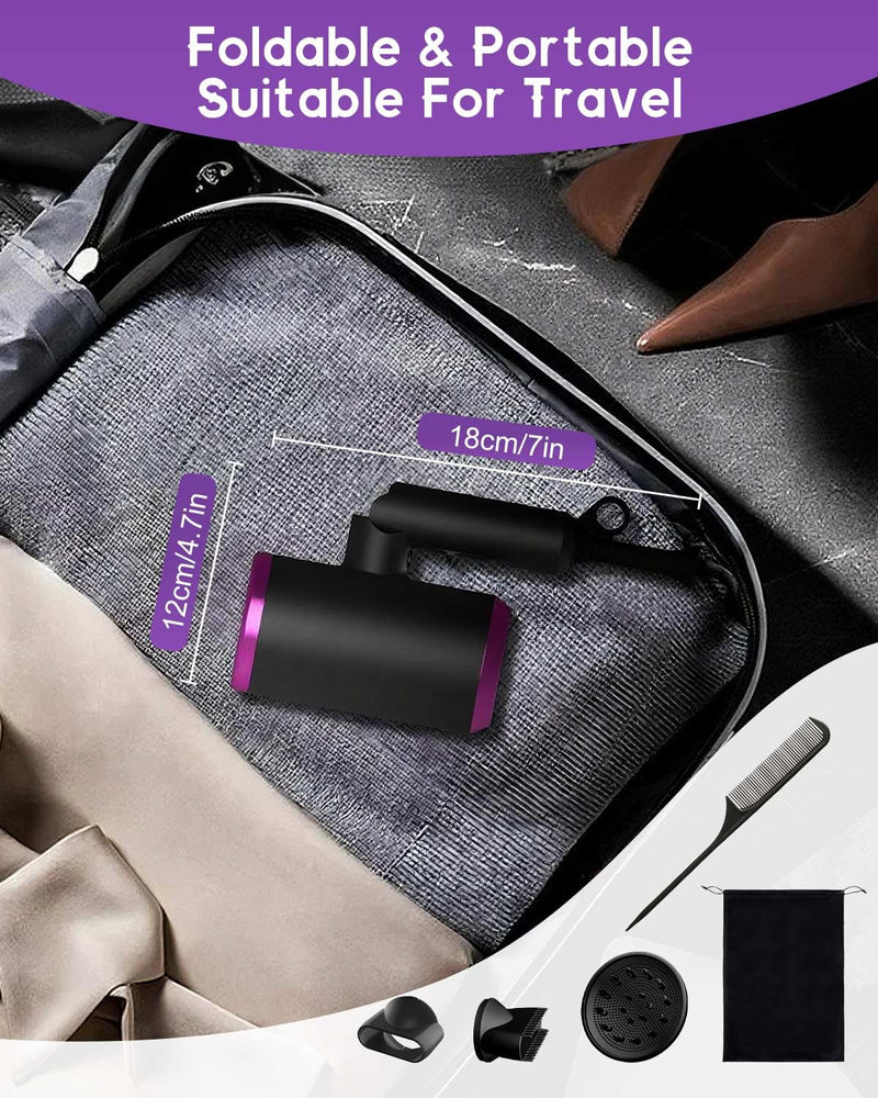  [AUSTRALIA] - Small Hair Dryer, Foldable Blow Dryer Ionic Hair Dryers with Diffuser & Concentrator for Quick Drying and Easy to Carry, Hair Dryer Set for Women & Man with Storage Bag, Suitable for Home, Travel Dark Grey