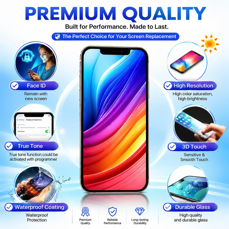 for iPhone 11 PRO MAX Screen Replacement 6.5'' LCD Display with Repair Kit | for iPhone 11 PRO MAX LCD screen with 3D Touch,Programmable Face ID, repair tools, adhesive seal ,Waterproof Frame Sticker