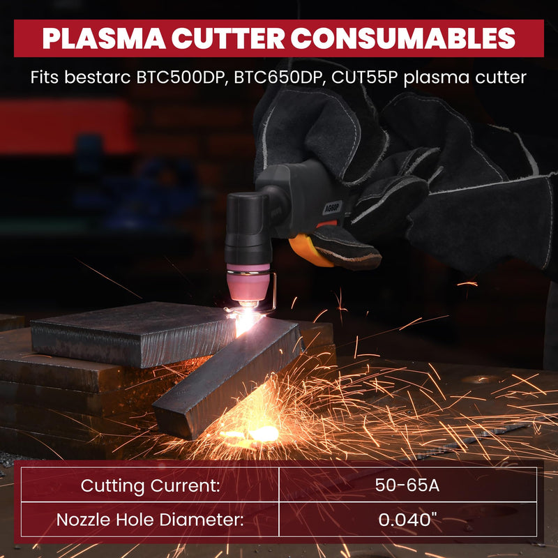 Bestarc AG60P Plasma Cutter Torch Consumables, 50Pcs Cutting Torch Tip Nozzles Kit with Suitcase, For AG60 WSD60 AG60P and BTC500DP 50PCS-AG60P Suitcase