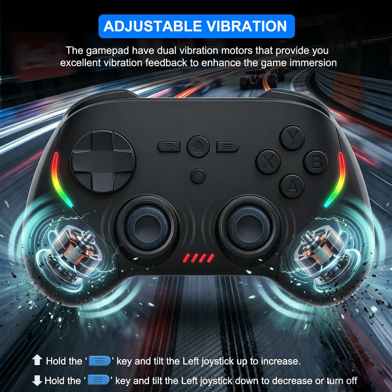 Wireless Gaming Controller for Android/iPhone/iPad/iOS/Tablet/Windows PC/Switch 2, Bluetooth Mobile Phone Gamepad with Hall Joysticks/Hall Triggers/RGB Lights/Vibration/Six-Axis Gyro/Xbox Cloud Game Black