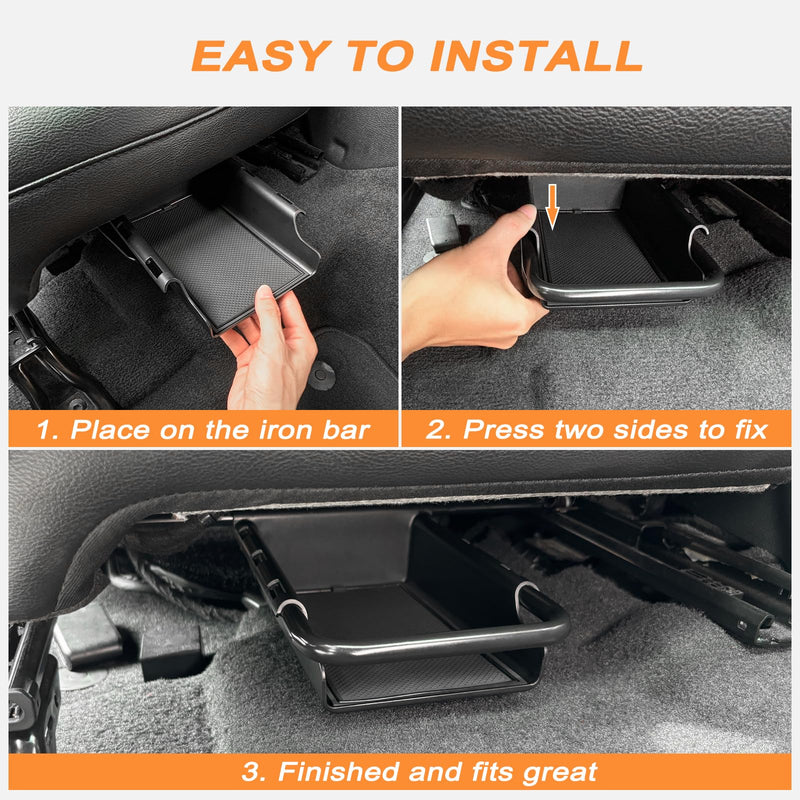 JKCOVER Front Under Seat Storage Organizer Tray Compatible with Jeep Wrangler JL/JLU 2018-2021 2022 2023 2024 2025 and Jeep Gladiator JT Truck 2020-2023 2024 2025 Hidden Accessories （Patented Design） under seat tray