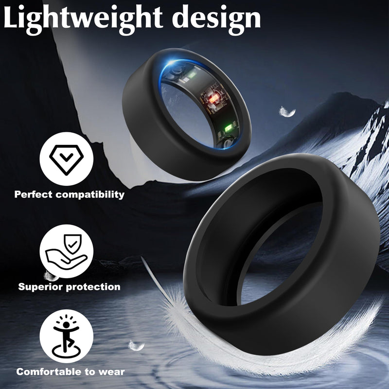 6 Pack Ring Cover Compatible with Oura Ring Protector, Silicone Elastic Case Compatible for Oura Ring Gen 3 Working Out Accessories Men and Women-3Black+3Blue-S for 6 7 8 9 10 3Black+3Blue S for 6/7/8/9/10