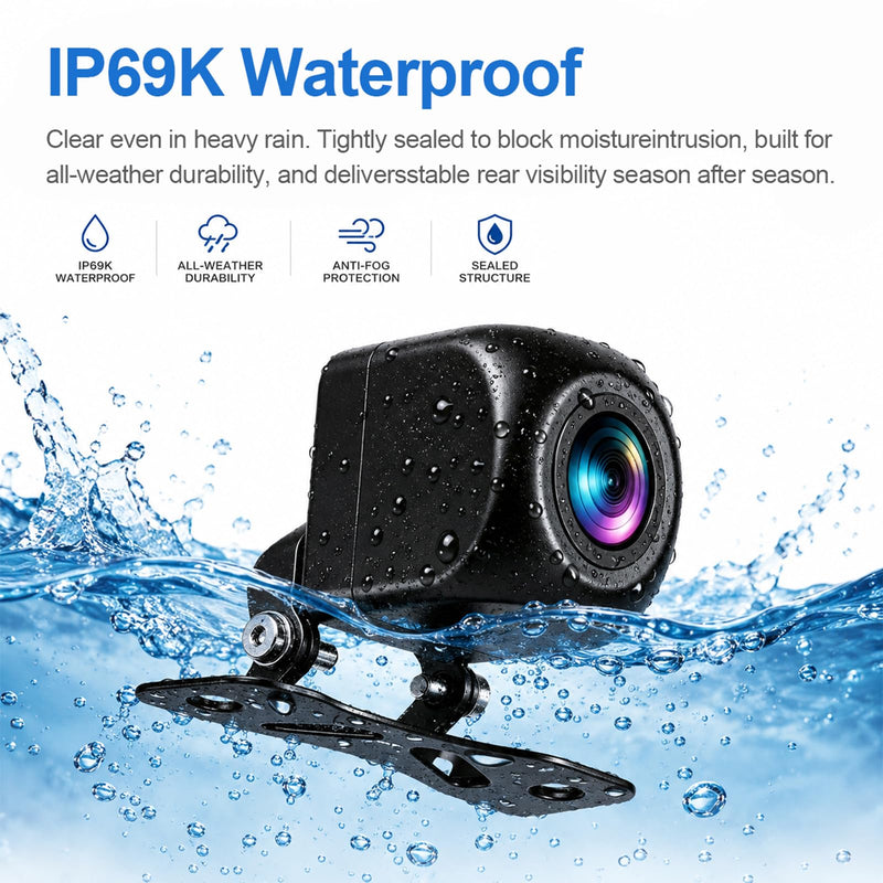 WiFi Backup Camera for Car, HD 720P Rear View Camera, 120-Degree Wide Angle Night Vision Reverse Camera with Metal Housing, IP69-Rated, for Cars, Trucks, SUVs and RVs