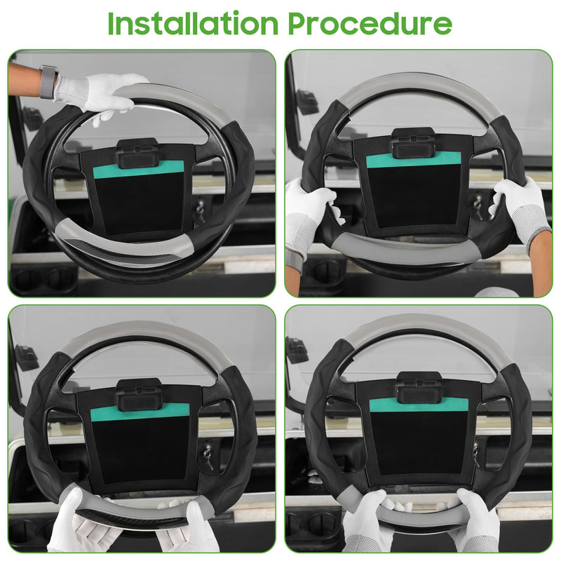 10L0L Golf Cart Steering Wheel Cover for Yamaha, Club Car DS & Precedent, 14 Inch Black Gray