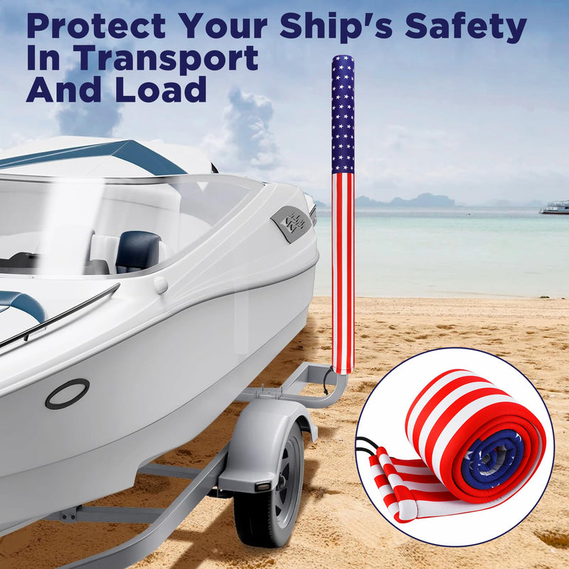 48" USA Boat Trailer Guide Pole Cover- Heavy Duty Neoprene Boat Trailer Capped Guide Protective Cover- 4th of July American Flag Marine Trailer Guide Poles Cover for Sailboat Trailer (Set of 2) 48 Inch