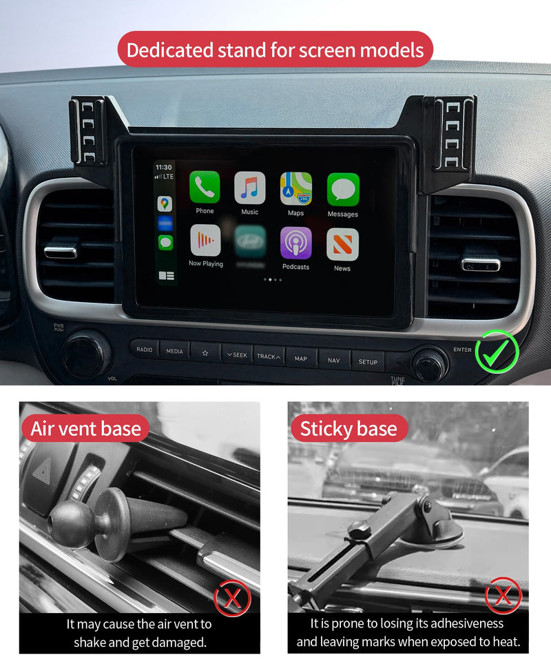 Wireless Charging Car Phone Holder for Hyundai Venue 2020-2026, 8" Screen | Magsafe Accessories Fast Charging Magnetic Cell Phone Holder Clip Compatible with iPhone Android, 3D Fit Vehicle Phone Stand