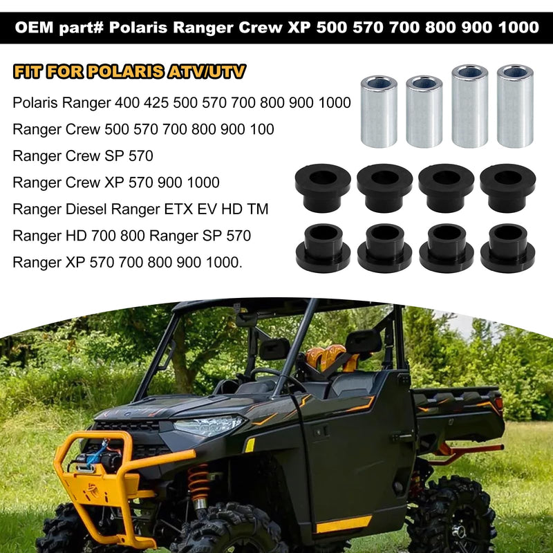 RYANSTAR RACING Front Shock Bushing Sleeve Kit Compatible with Polaris Ranger 1000 900 800 700 570 500 Diesel Brutus PRO XD, RZR 800 570,8Pcs