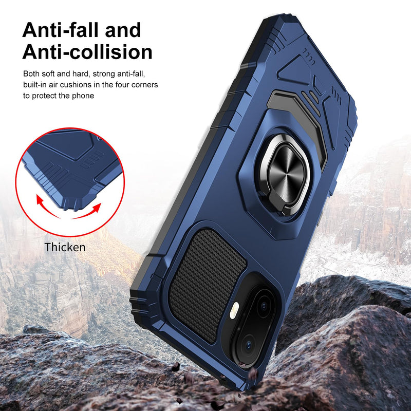 for TCL NXTPAPER 70 Pro Phone Case with Tempered Glass Screen Protector,Military Grade Heavy Duty Shockproof Protective Cover,with Ring Kickstand (Blue) Blue for TCL NXTPAPER 70 Pro