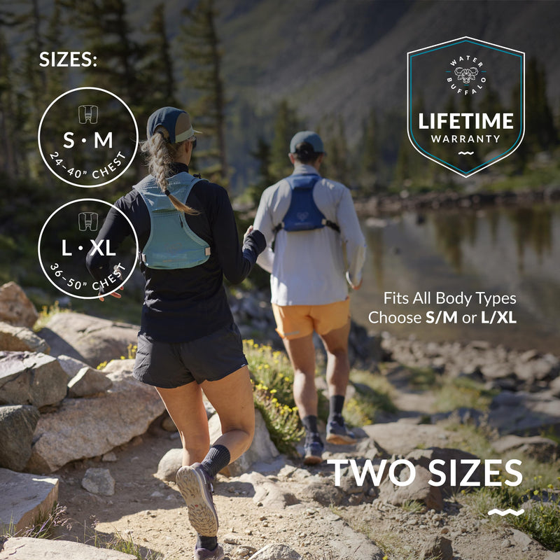 Water Buffalo Hydration Running Vest - Quiver Hydration Vest - Running Hydration Vest with Dual Water Bottles - Lightweight Water Backpack for Running, Onyx Trail Large/X-Large