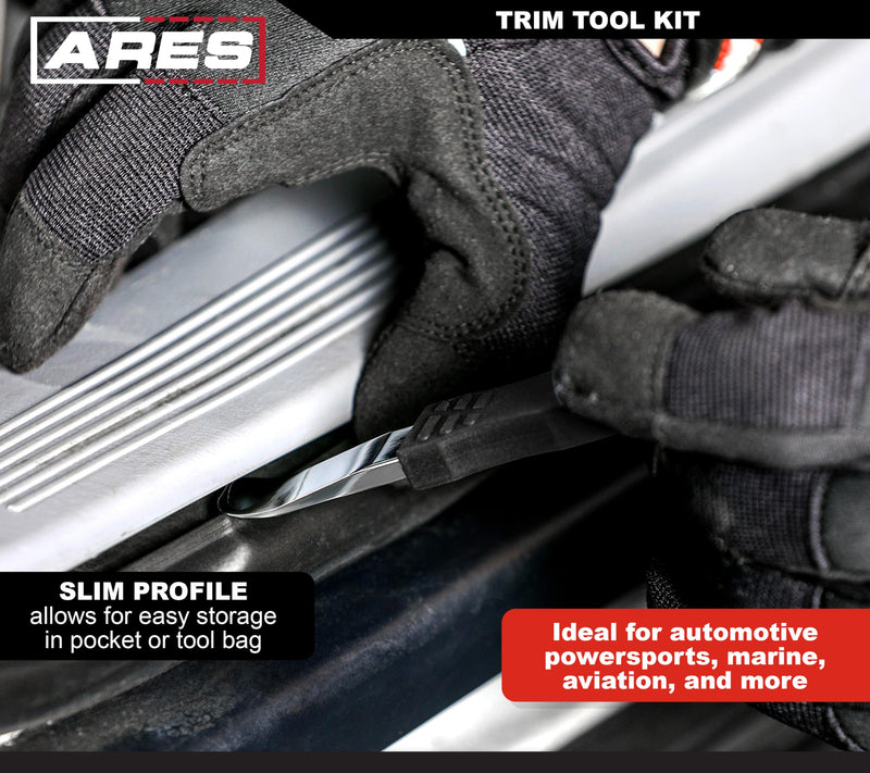 ARES 10123 – 2-Piece Automotive Trim Tool Kit – Ultra-Thin Prybar Ends Offer Superior Strength Without Damaging Material – Removes Trim, Molding, Fasteners, Panels, and More 2-Piece Auto Trim Tool Kit