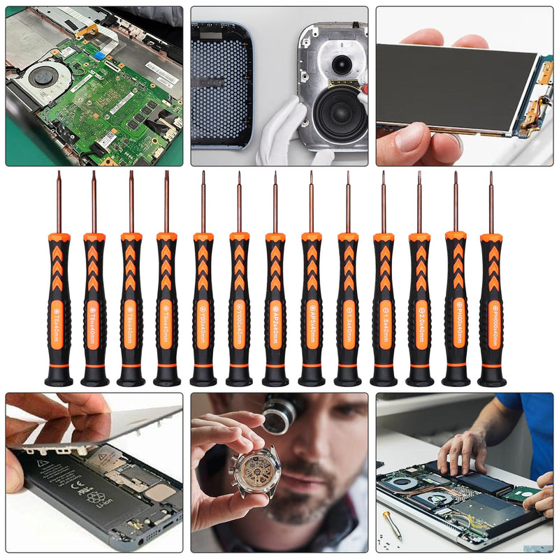 HengTianMei 18-Piece S2 Precision Screwdriver Set with Case- Torx, Phillips, Flat Head, Triangle, Hex, Micro Magnetic Screwdriver Repair Tool Kit for Computer, Phone, PC, Laptop, Eyeglass, Xbox
