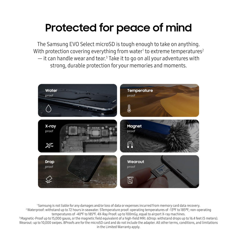 SAMSUNG EVO Select MicroSD Memory Card + Adapter, 128GB microSDXC, Speeds Up to 160 MB/s, UHS-I, C10, U3, V10, A2, Upgrade Storage for Phones, Tablets, Nintendo-Switch, MB-ME128SA/AM New Generation - up to 160 MB/s