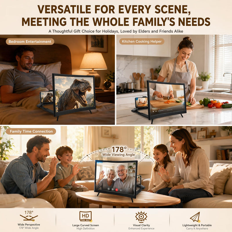 16" Screen Magnifier for Smartphone,3D HD Screen Expanders for Movies, Videos,and Gaming,Screen Magnifier with Adjustable Angle Design Amplifier Desktop Magnifying,Gift for Mom Dad Men Friends 16