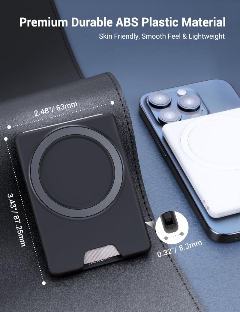PROfezzion 2-Pack Compatible with MagSafe Car Mount Minimalist Slim Magnetic Wallet, Anti-Slip Durable Plastic Card Holder 2-Cards Blue