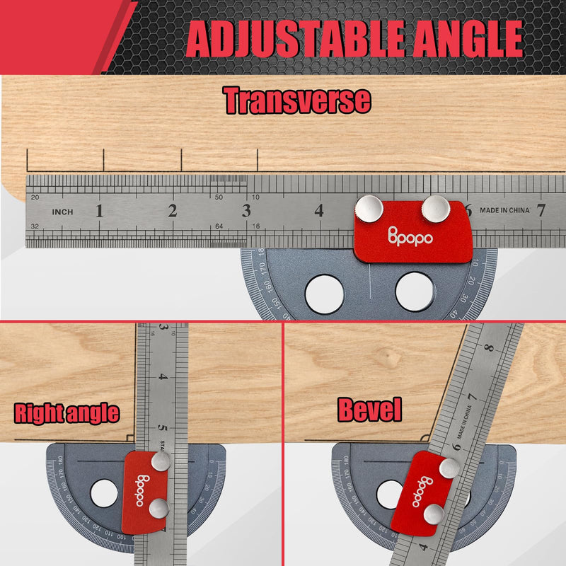 Upgrade Stainless Steel Angle Protractor– Precision 0°-180°Angle Finder for Marking Angle,Straight Line Scribe, Woodworking Angle Measuring Tools, Ruler Included Angle Finder,ruler