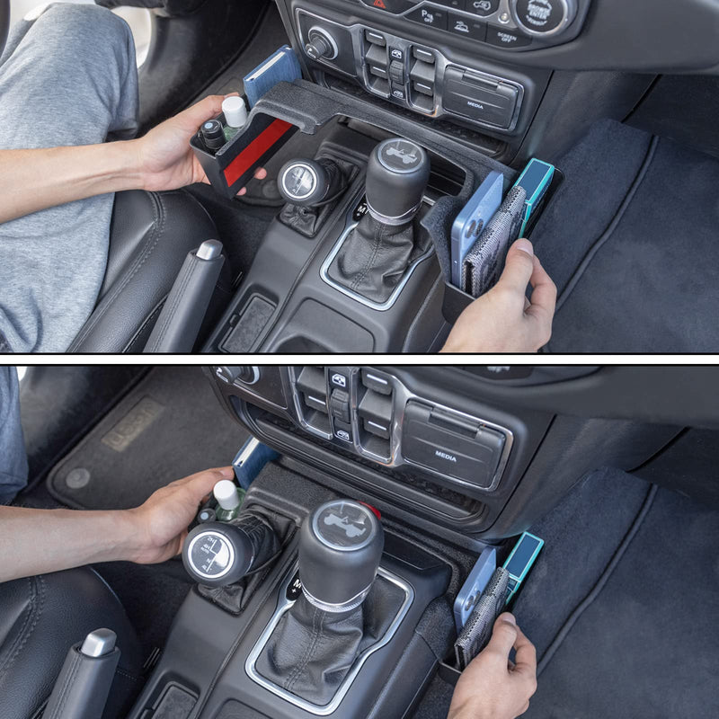 Center Console Gear Shift Organizer Tray Compatible with Jeep Wrangler JL/JLU 2018-2023 2024 2025 and Jeep Gladiator JT Truck 2020-2022 2023 2024 2025 Storage Box Accessories (Not for JK/JKU)