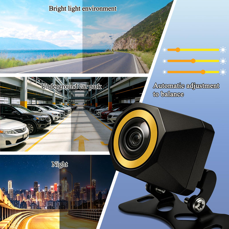 Backup Camera Metal Housing AHD 4k Night Vision: 170° Wide Angle Rearview Reverse Camera with License Plate Mount and Excellent IP68 Waterproof for Vehicle SUV RV Pickup