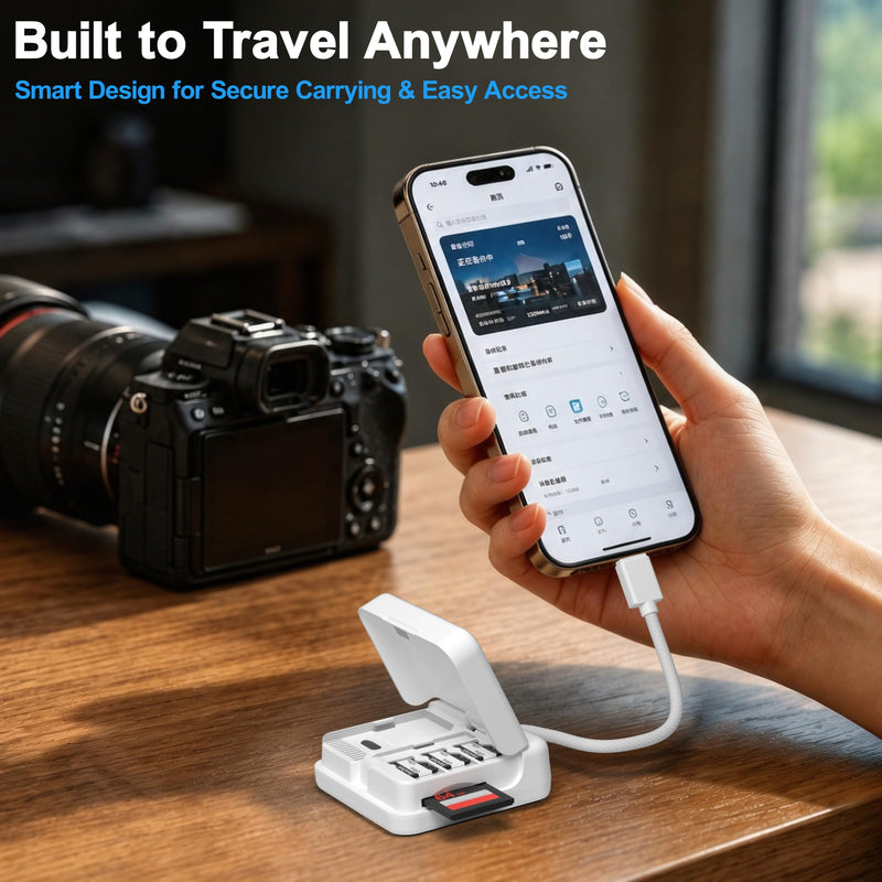 UHS-II Micro SD 4.0 Card Reader USB C SD Card Reader 2 in 1 SD & TF Adapter | 4-Slot Cards Storage, Dual-Slot Transfer, USB 3.2 Fast File Transfers, SIM Card Pin Storage, Plug & Play Convenienc