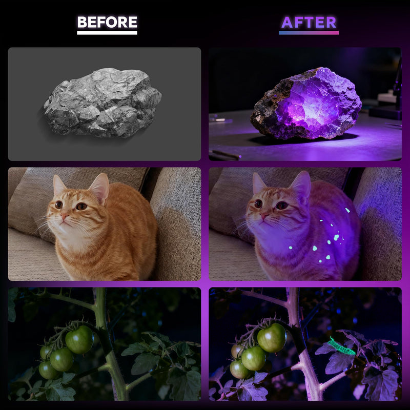365nm UV Flashlight Rechargeable, Black Light Flashlight with LCD Display, Powerful Ultraviolet Lights for Pet Urine Detection, Resin Curing, Rockhounding, Scorpion, Uranium Glass, A/C Leak