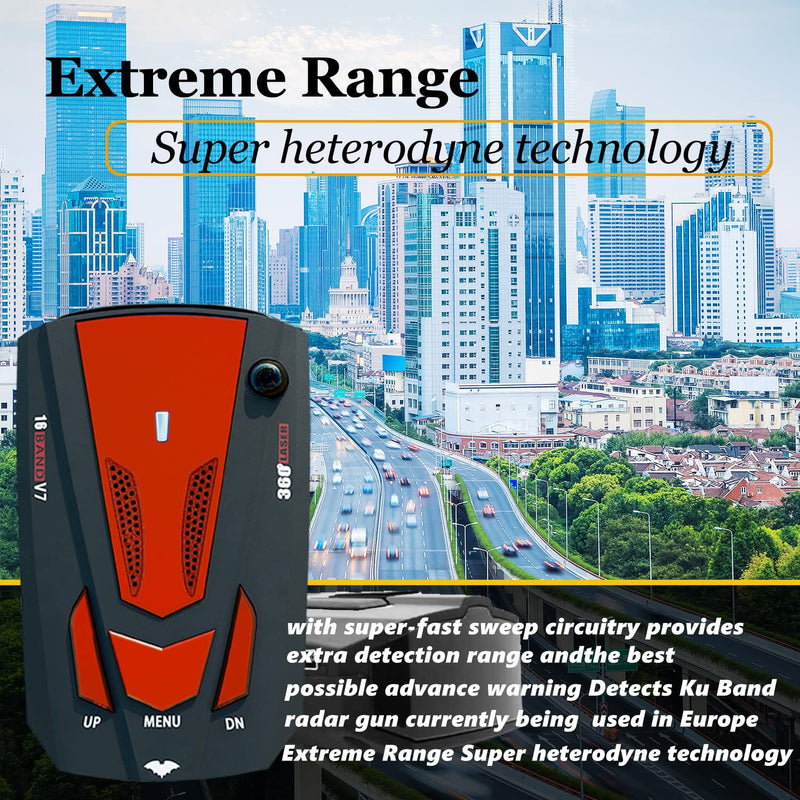 New Laser/Radar-Detectors Driving Aids for Cars - Long Range Detection, Mute Memory, Led Display, City/Highway Mode Detectors, Ideal Gifts for Cars (Red)