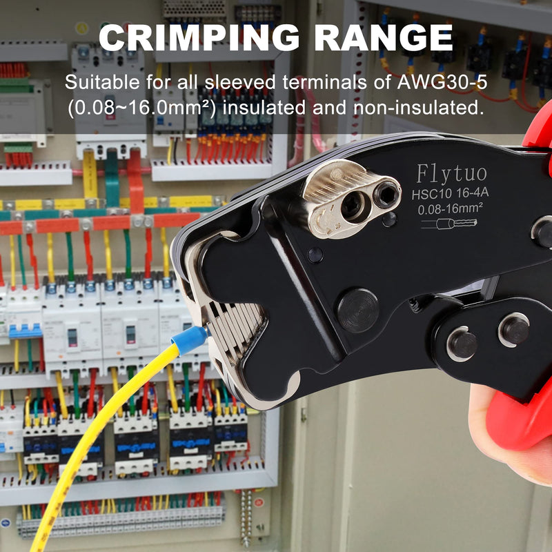  [AUSTRALIA] - Front Loading Ferrule Crimp Tool and Ferrule Crimper Works for End Sleeves Ferrules and Wire End Terminals from AWG 30-5 HSC10 16-4A