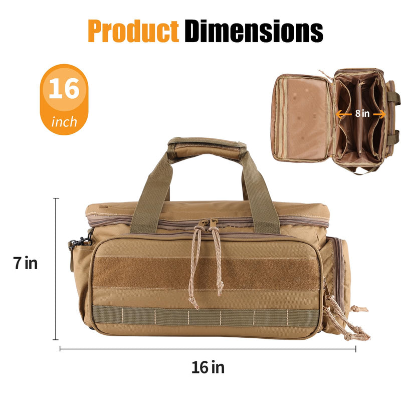 16-Inch Tool Bag with 16 Packets,Tools Bag for Men with Anti-friction Bottom,Tactical Range Bag,Electrician Tool Bag Organizer,Mechanics Tool Storage Bag for Repairman,Carpenters,Handyman,Khaki